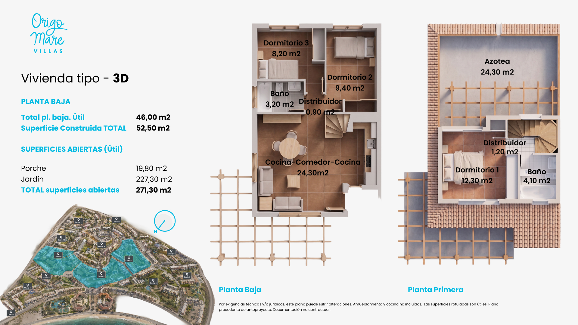 Plano comercial 3 dormitorios Origo Mare Fuerteventura